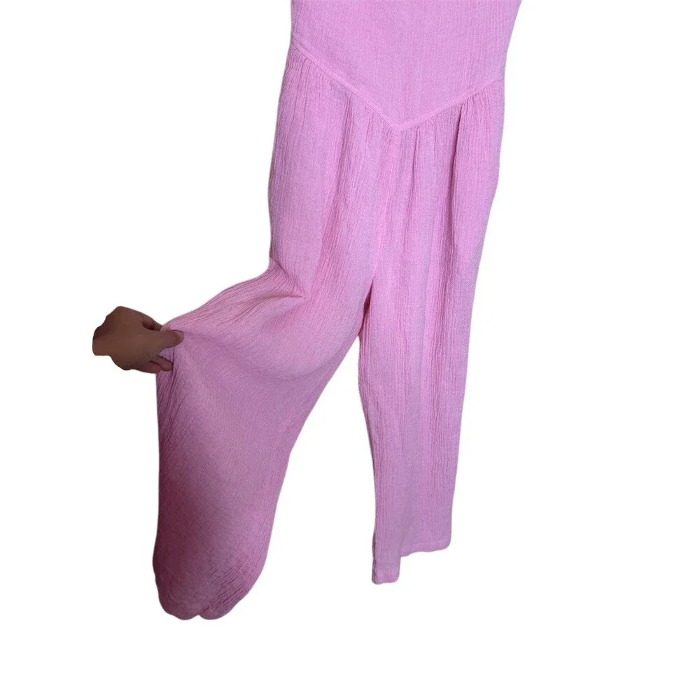 Free People Tierra Jumpsuit Womens XS Purple Wide-Leg Open Back Keyhole